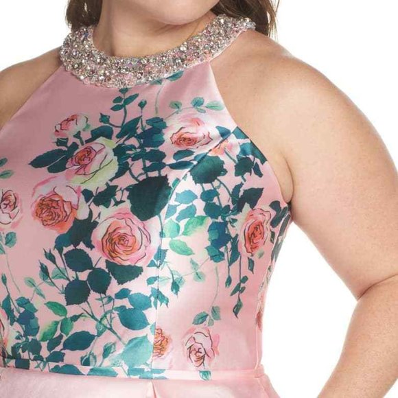 MAC DUGGAL  EMBELLISHED NECK FLORAL PRINT FIT & FLARE sz 20W - Picture 4 of 10